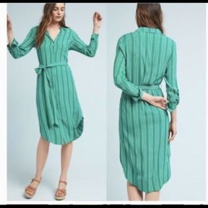 Maeve Anthropology Green Dress _ Midi Wrap